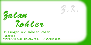 zalan kohler business card