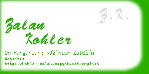 zalan kohler business card